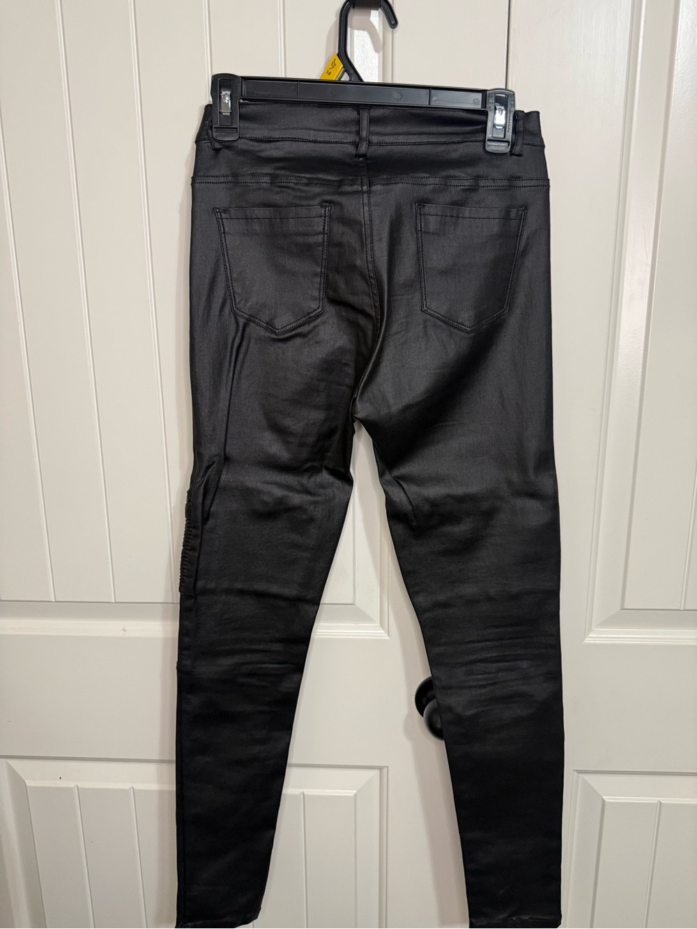 Women's Black Moto Skinny Pants with Zipper Accents - Picture 6 of 10
